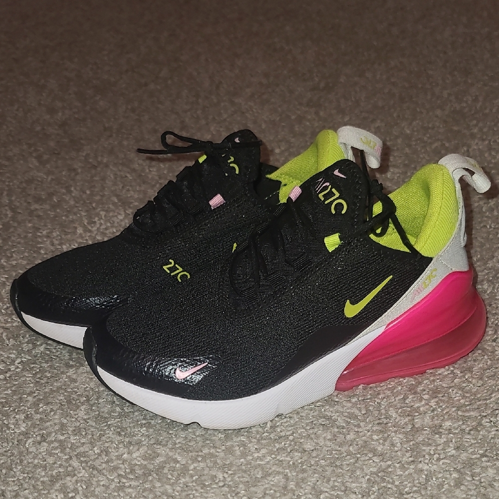 Nike Air Max 270 Black and Neon Pink Shoes